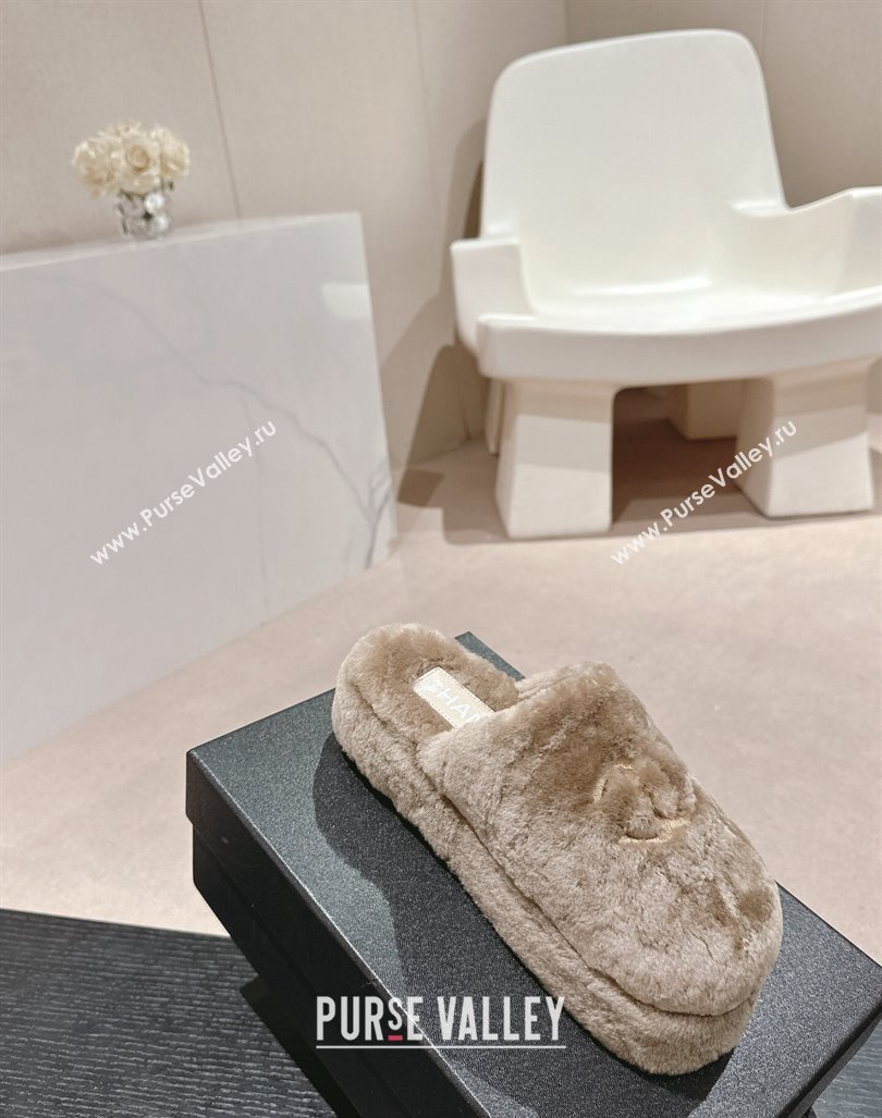 Chanel Wool Platform Mules Grey 2024 081703 (MD-240817018)