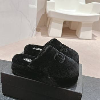 Chanel Wool Platform Mules Black 2024 081703 (MD-240817019)