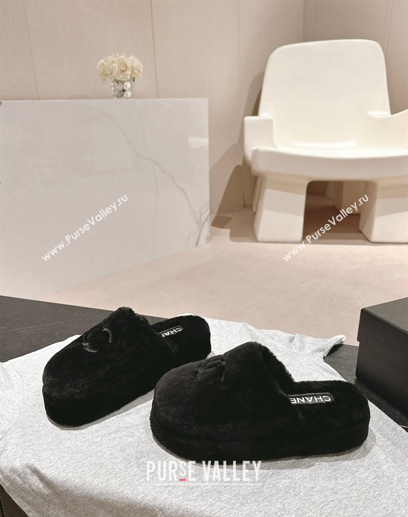 Chanel Wool Platform Mules Black 2024 081703 (MD-240817019)