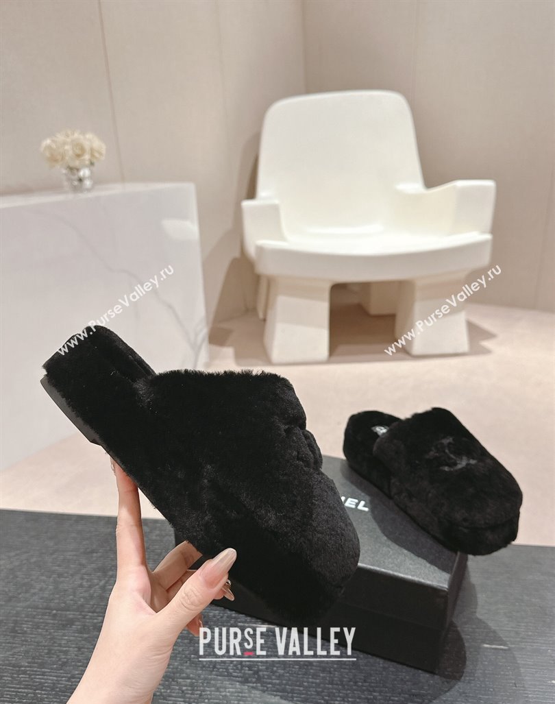 Chanel Wool Platform Mules Black 2024 081703 (MD-240817019)