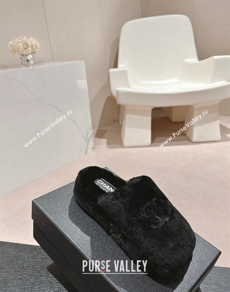 Chanel Wool Platform Mules Black 2024 081703 (MD-240817019)