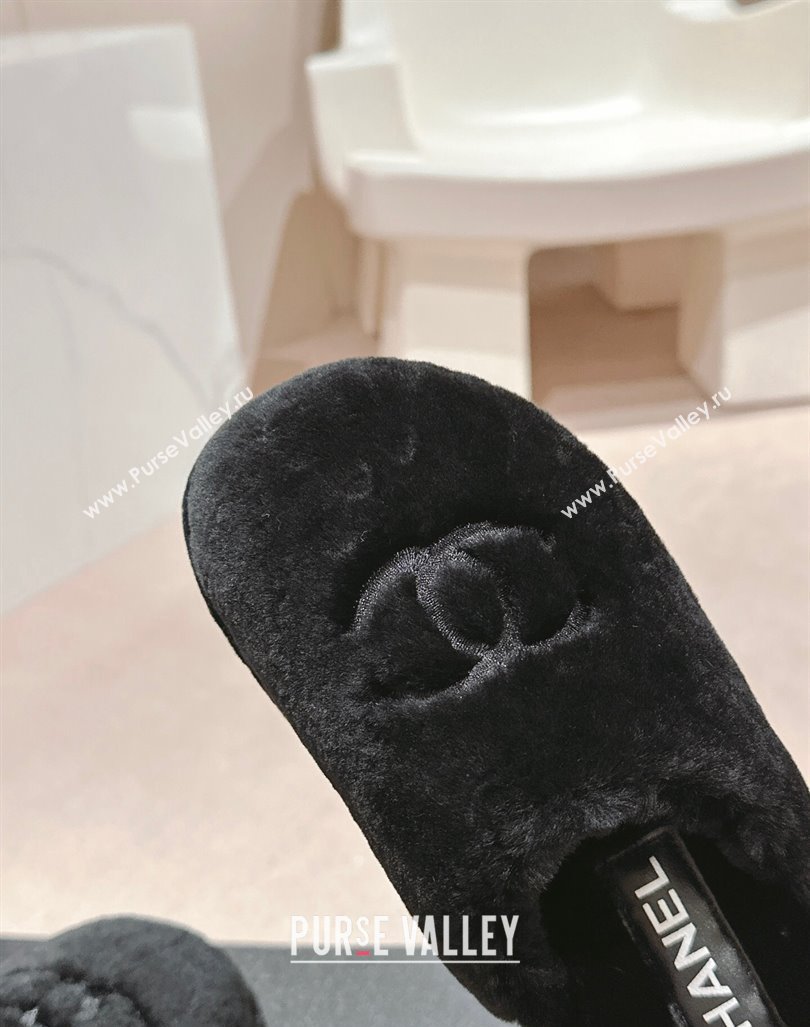 Chanel Wool Platform Mules Black 2024 081703 (MD-240817019)