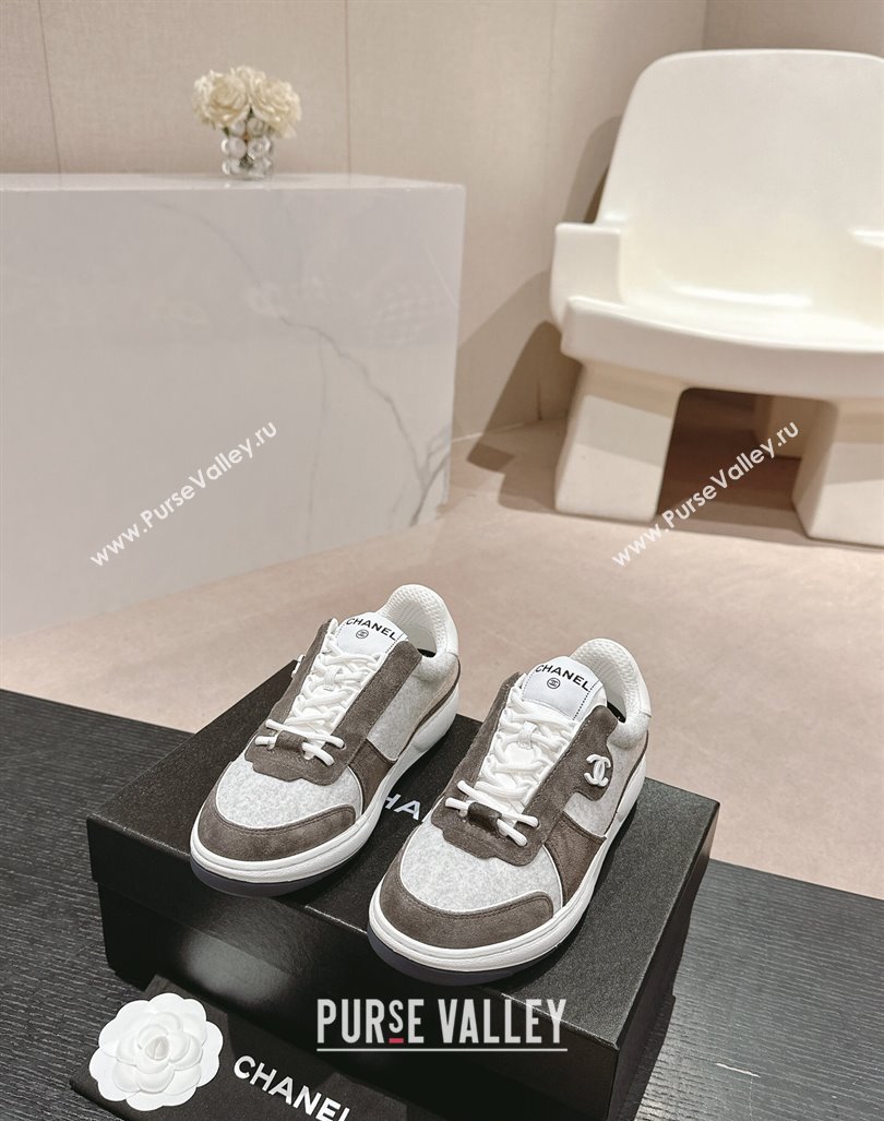 Chanel Wool Fabric and Suede Sneakers Grey 2024 081704 (MD-240817021)