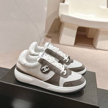 Chanel Wool Fabric and Suede Sneakers Grey 2024 081704 (MD-240817021)