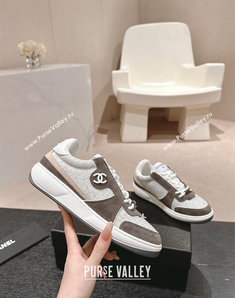 Chanel Wool Fabric and Suede Sneakers Grey 2024 081704 (MD-240817021)