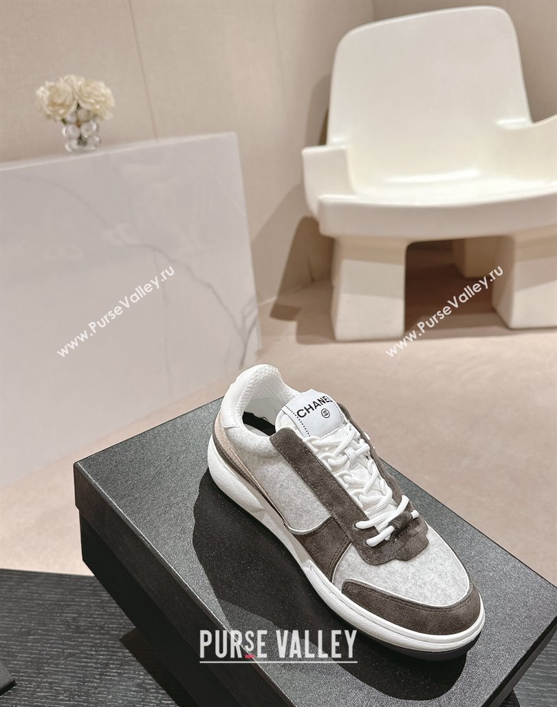 Chanel Wool Fabric and Suede Sneakers Grey 2024 081704 (MD-240817021)