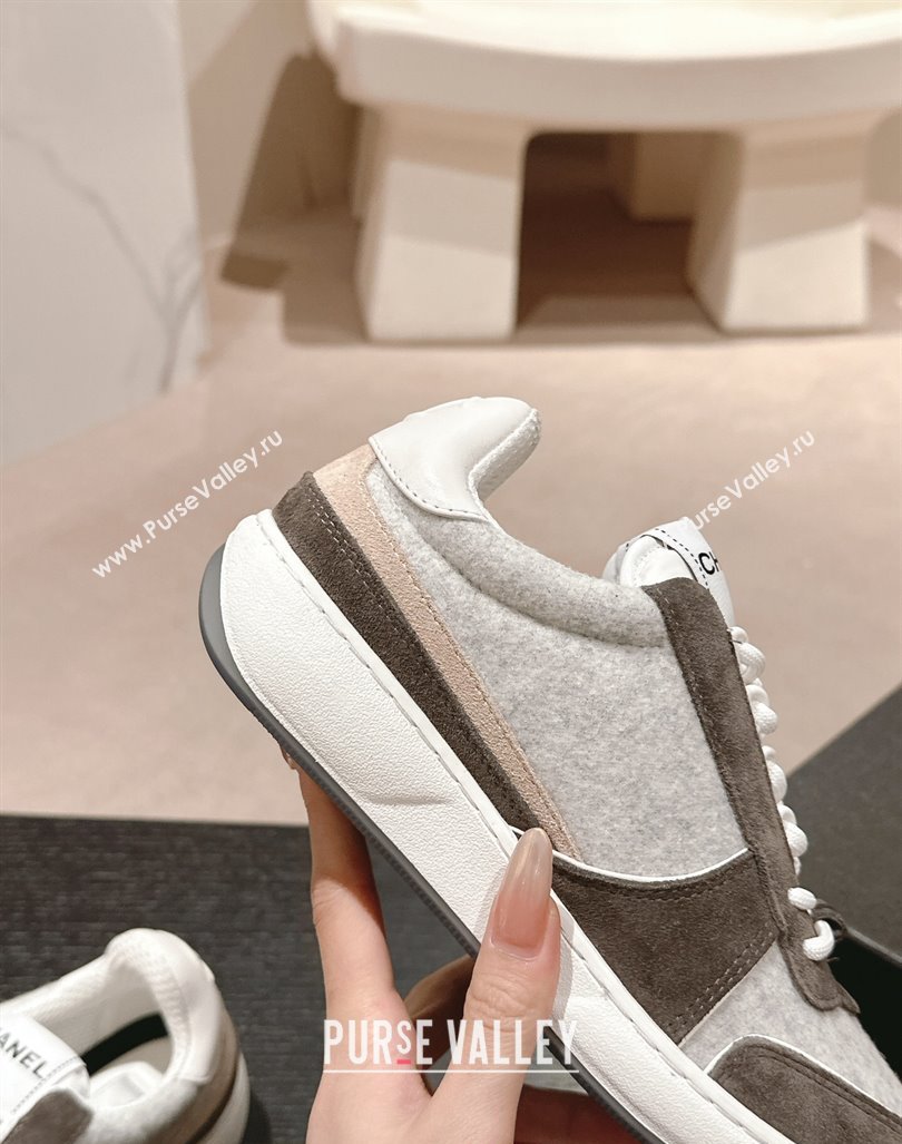 Chanel Wool Fabric and Suede Sneakers Grey 2024 081704 (MD-240817021)