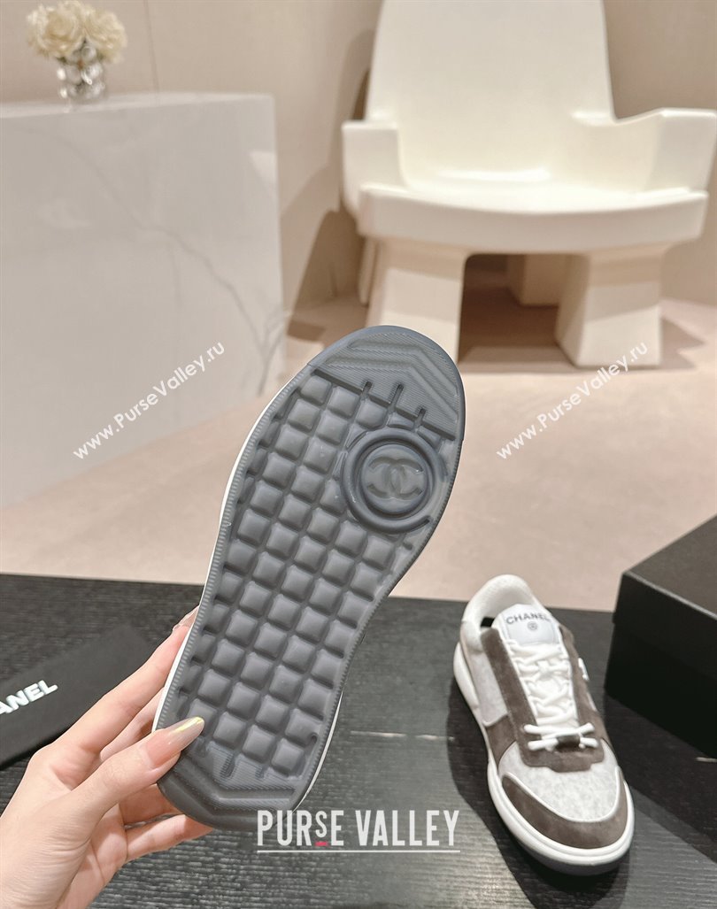 Chanel Wool Fabric and Suede Sneakers Grey 2024 081704 (MD-240817021)