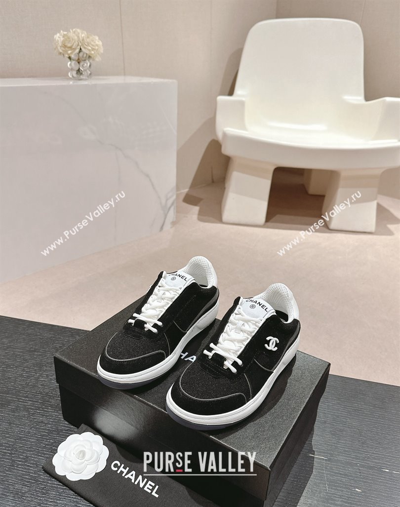 Chanel Wool Fabric and Suede Sneakers Black 2024 081704 (MD-240817022)