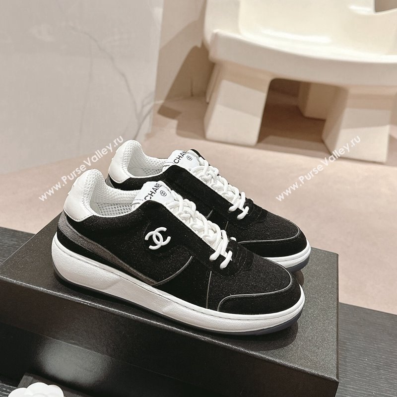 Chanel Wool Fabric and Suede Sneakers Black 2024 081704 (MD-240817022)