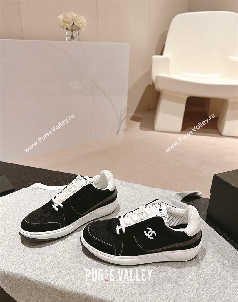 Chanel Wool Fabric and Suede Sneakers Black 2024 081704 (MD-240817022)