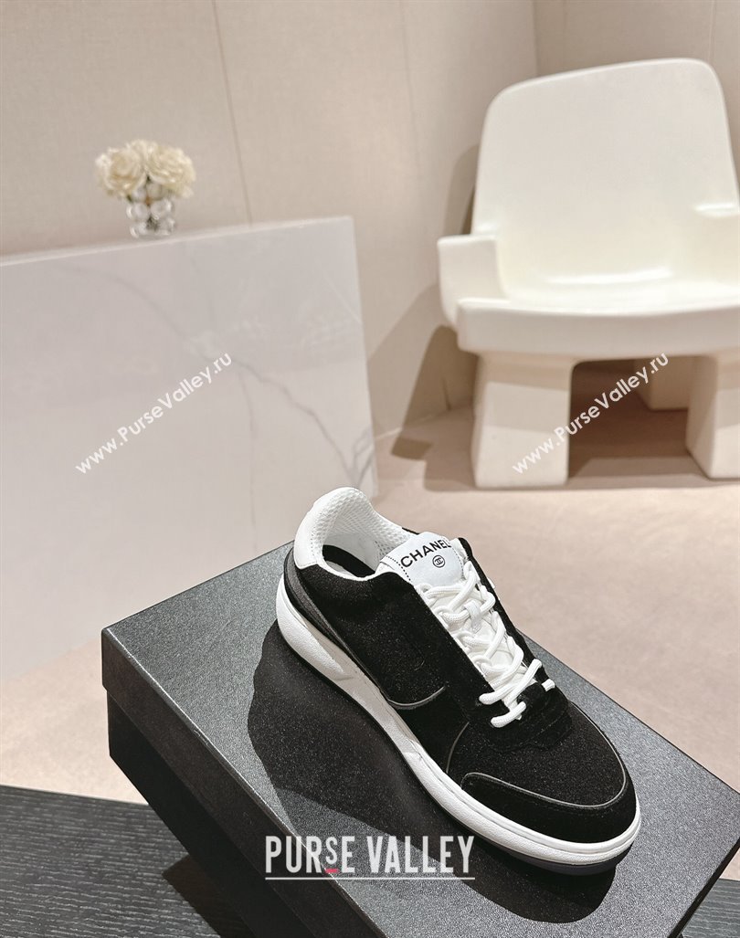 Chanel Wool Fabric and Suede Sneakers Black 2024 081704 (MD-240817022)