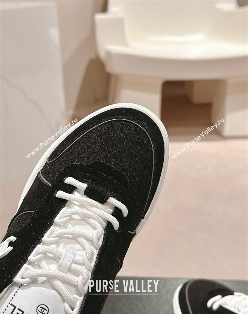 Chanel Wool Fabric and Suede Sneakers Black 2024 081704 (MD-240817022)