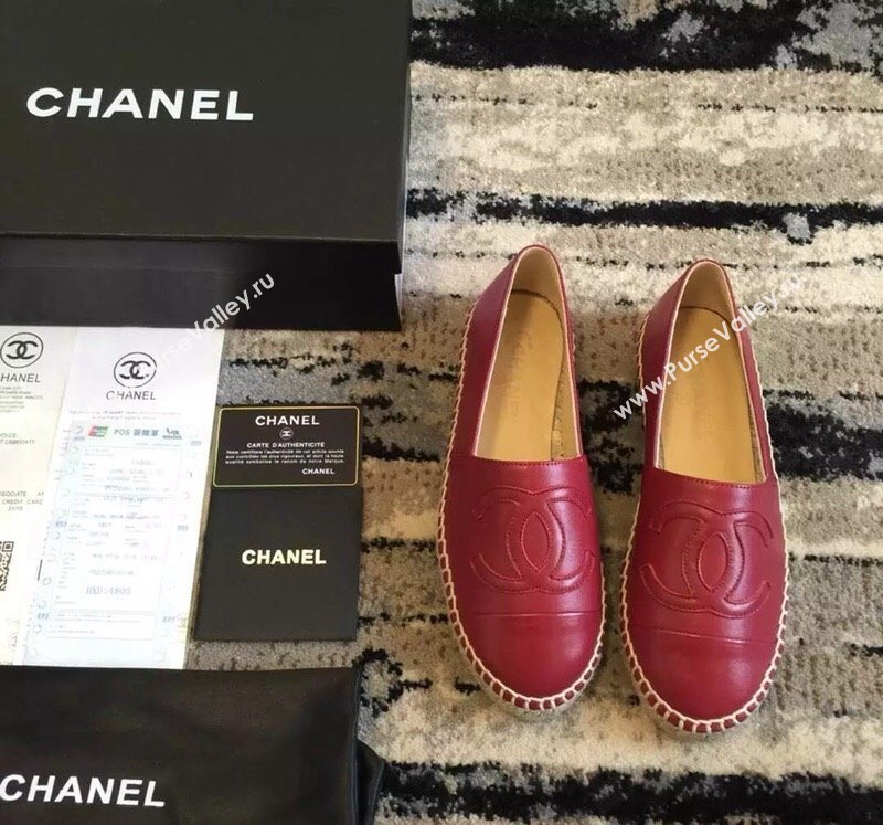 Chanel Lambskin Espadrilles Flat Red 2024 081517 (MD-240815137)