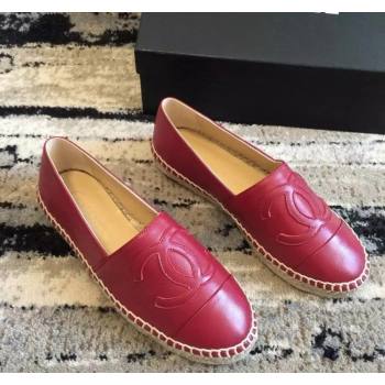 Chanel Lambskin Espadrilles Flat Red 2024 081517 (MD-240815137)