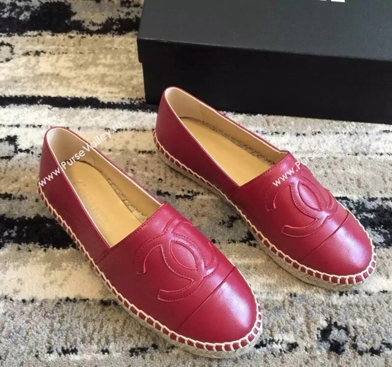 Chanel Lambskin Espadrilles Flat Red 2024 081517 (MD-240815137)