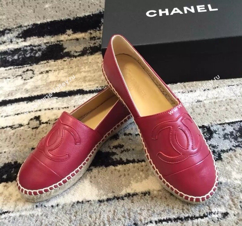 Chanel Lambskin Espadrilles Flat Red 2024 081517 (MD-240815137)