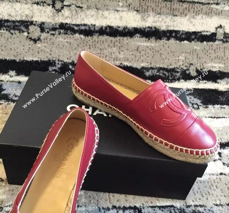 Chanel Lambskin Espadrilles Flat Red 2024 081517 (MD-240815137)