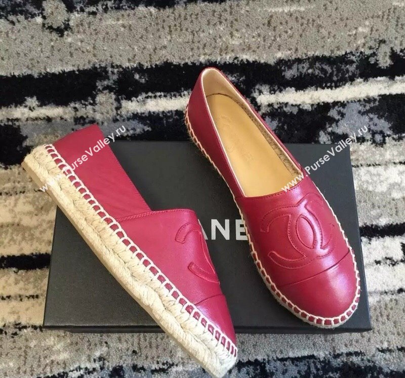 Chanel Lambskin Espadrilles Flat Red 2024 081517 (MD-240815137)