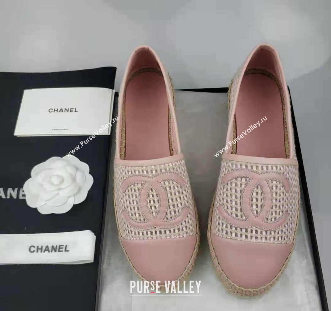 Chanel Woven Lambskin Espadrilles Flat Light Pink 2024 0816 (MD-240816011)