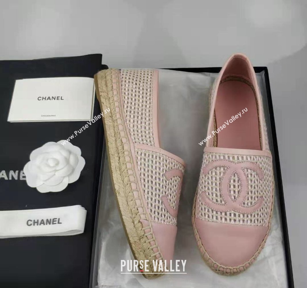 Chanel Woven Lambskin Espadrilles Flat Light Pink 2024 0816 (MD-240816011)