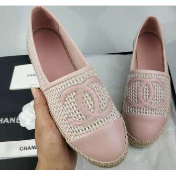 Chanel Woven Lambskin Espadrilles Flat Light Pink 2024 0816 (MD-240816011)