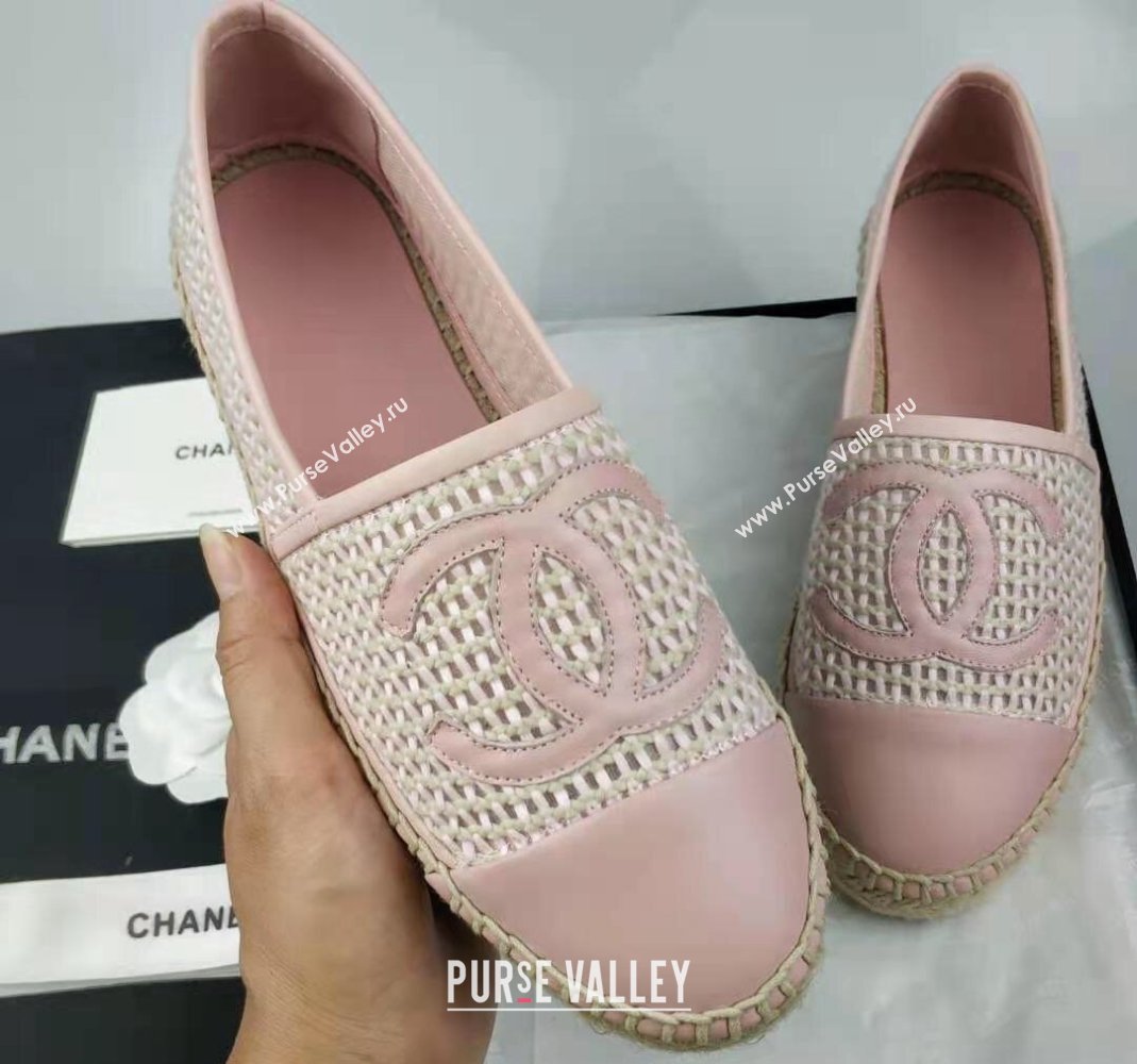 Chanel Woven Lambskin Espadrilles Flat Light Pink 2024 0816 (MD-240816011)