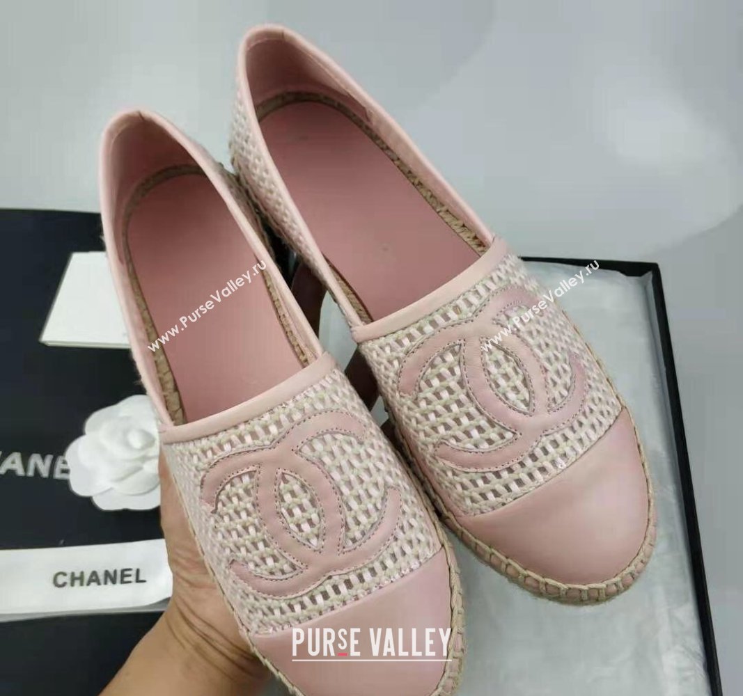 Chanel Woven Lambskin Espadrilles Flat Light Pink 2024 0816 (MD-240816011)