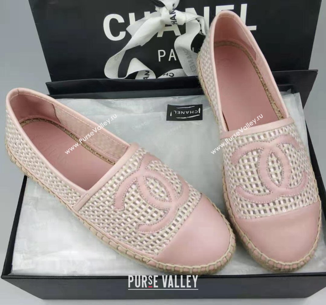 Chanel Woven Lambskin Espadrilles Flat Light Pink 2024 0816 (MD-240816011)