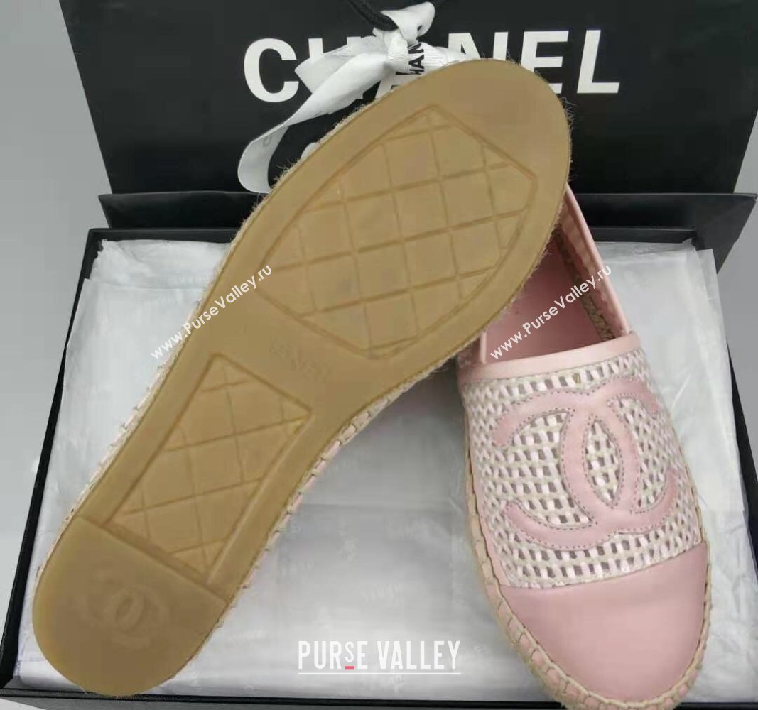 Chanel Woven Lambskin Espadrille Mules Flat Light Pink 2024 0816 (MD-240816012)