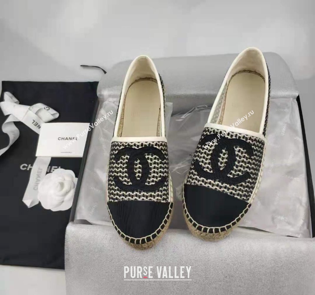 Chanel Woven Grosgrain Espadrilles Flat Black 2024 081613 (MD-240816013)