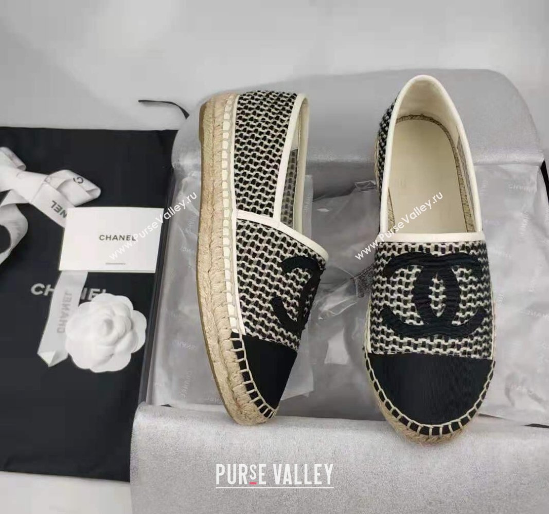 Chanel Woven Grosgrain Espadrilles Flat Black 2024 081613 (MD-240816013)