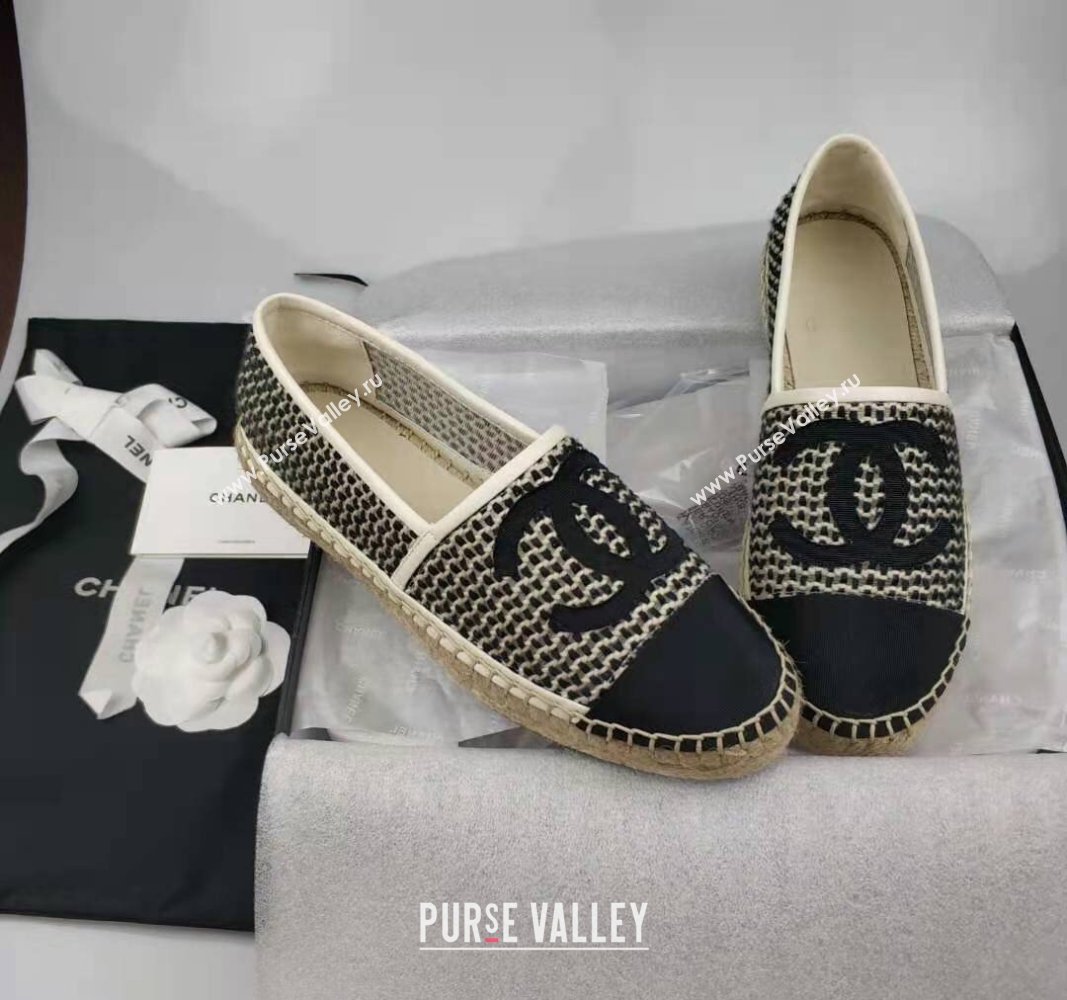 Chanel Woven Grosgrain Espadrilles Flat Black 2024 081613 (MD-240816013)