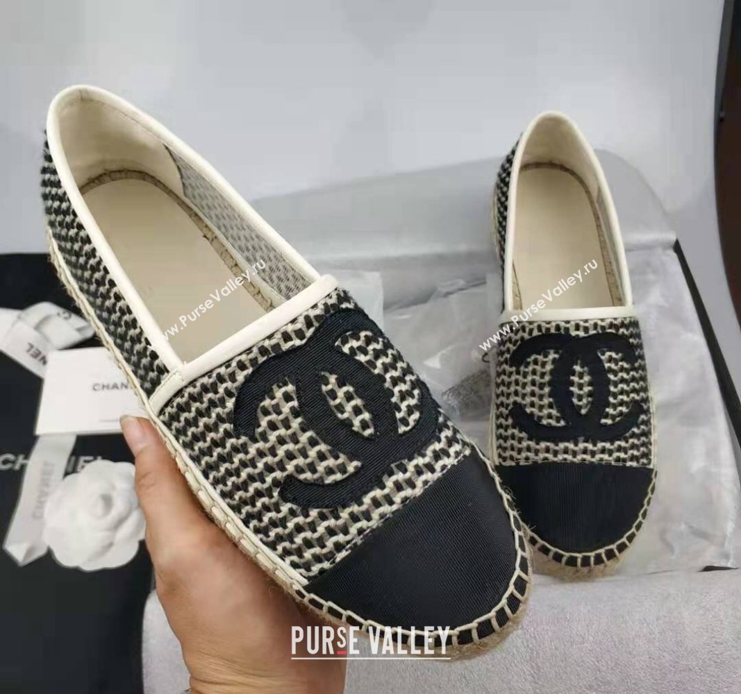 Chanel Woven Grosgrain Espadrilles Flat Black 2024 081613 (MD-240816013)