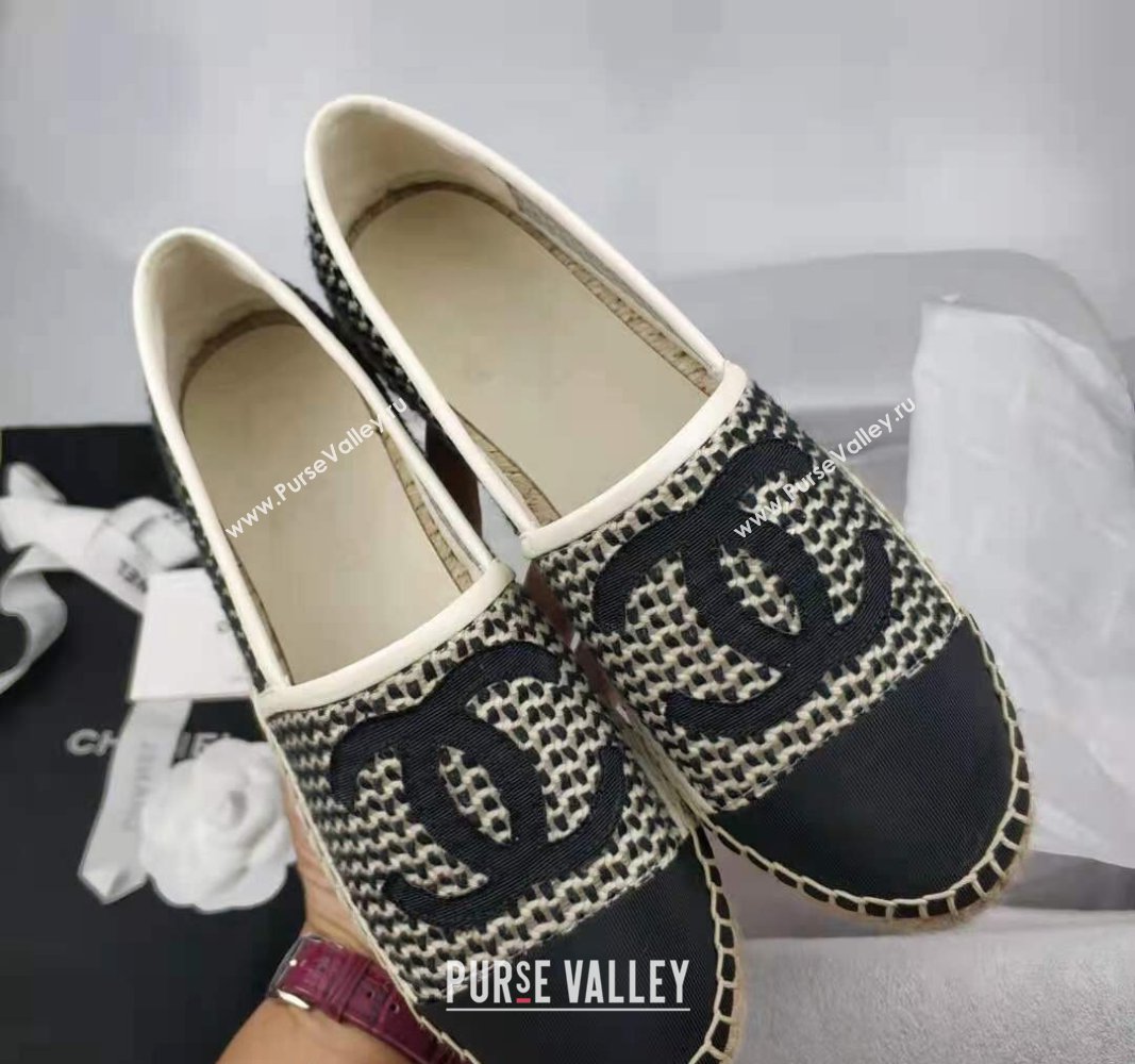 Chanel Woven Grosgrain Espadrilles Flat Black 2024 081613 (MD-240816013)