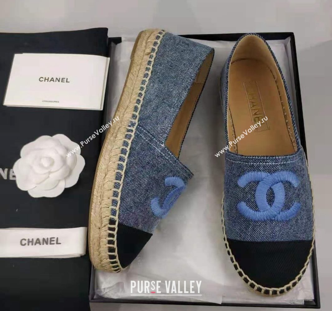 Chanel Denim Grosgrain Espadrilles Flat/Mules Blue 2024 0816 (MD-240816015)