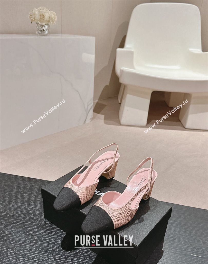 Chanel Strass Grosgrain Slingback Pumps 6.5cm G31318 Pink 2024 0816 (MD-240816034)