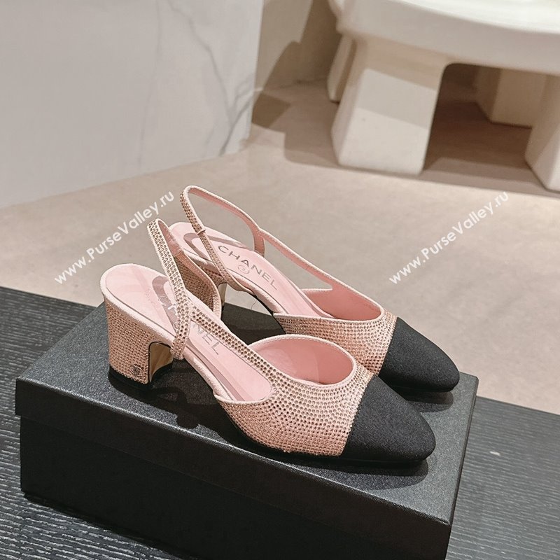 Chanel Strass Grosgrain Slingback Pumps 6.5cm G31318 Pink 2024 0816 (MD-240816034)