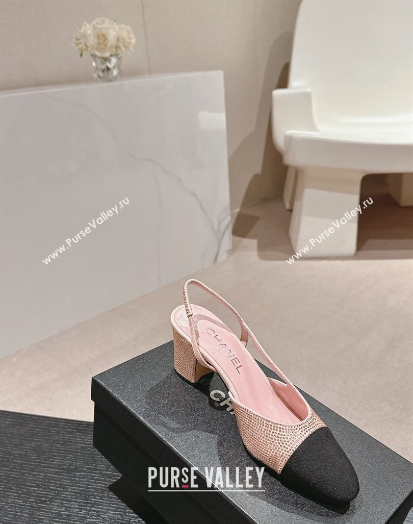 Chanel Strass Grosgrain Slingback Pumps 6.5cm G31318 Pink 2024 0816 (MD-240816034)