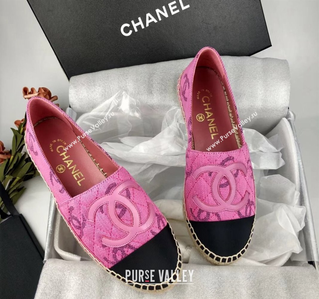 Chanel CC Fabric Espadrilles Flat Pink 2024 0816 (MD-240816020)