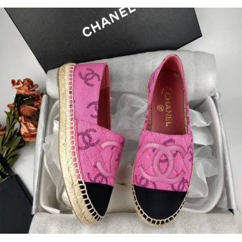 Chanel CC Fabric Espadrilles Flat Pink 2024 0816 (MD-240816020)