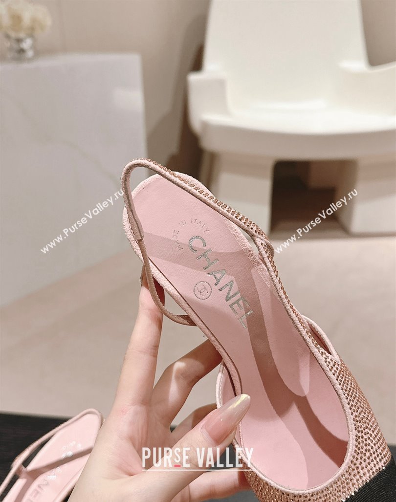 Chanel Strass Grosgrain Slingback Pumps 6.5cm G31318 Pink 2024 0816 (MD-240816034)