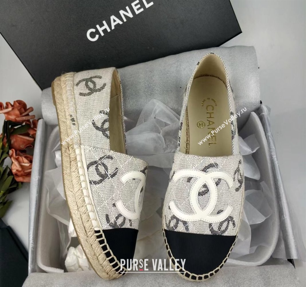 Chanel CC Fabric Espadrilles Flat Grey 2024 0816 (MD-240816021)