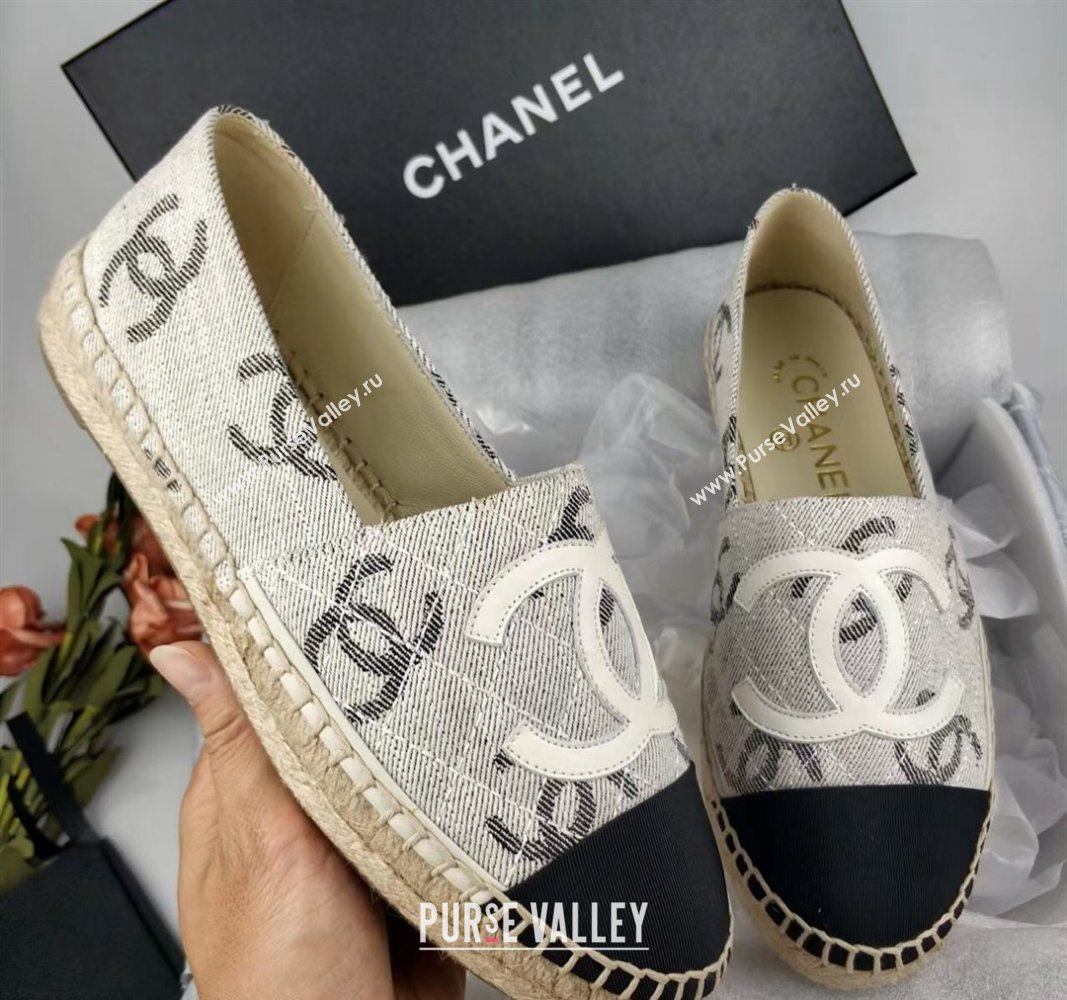 Chanel CC Fabric Espadrilles Flat Grey 2024 0816 (MD-240816021)