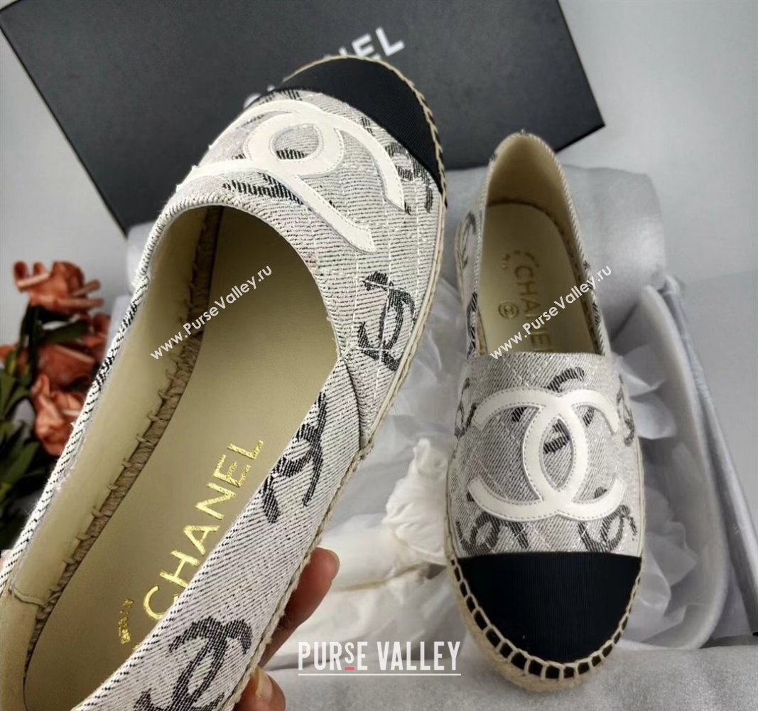 Chanel CC Fabric Espadrilles Flat Grey 2024 0816 (MD-240816021)