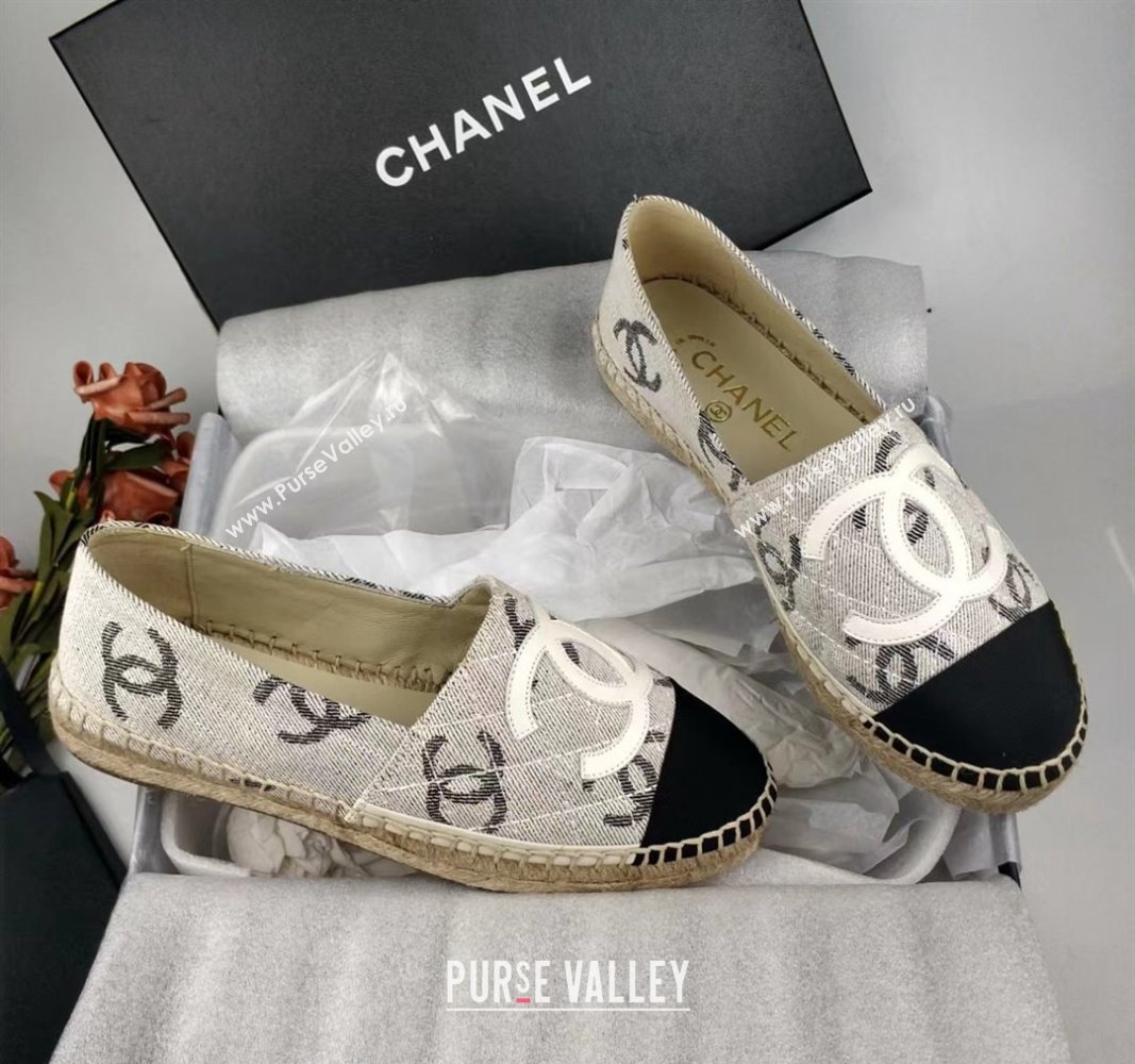 Chanel CC Fabric Espadrilles Flat Grey 2024 0816 (MD-240816021)