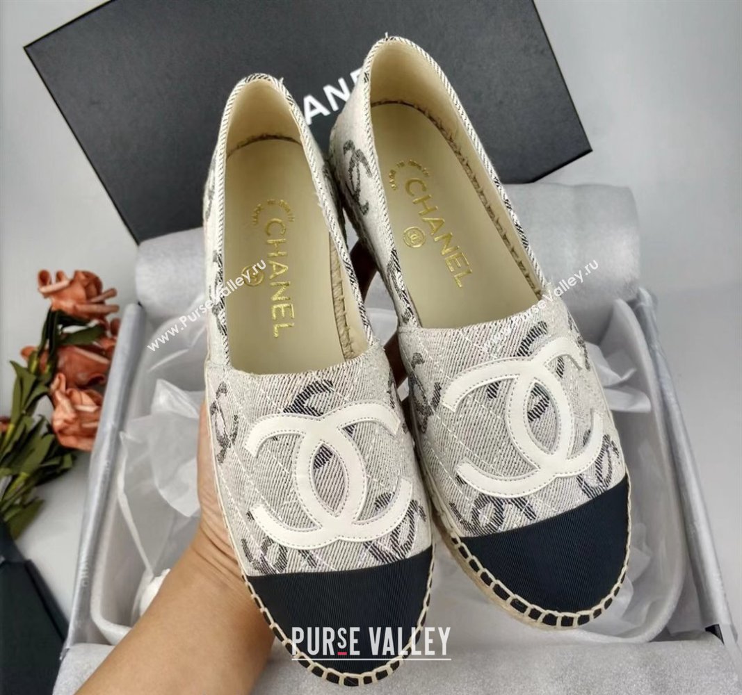 Chanel CC Fabric Espadrilles Flat Grey 2024 0816 (MD-240816021)