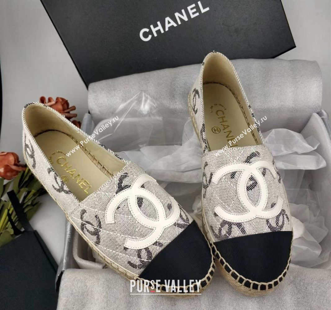 Chanel CC Fabric Espadrilles Flat Grey 2024 0816 (MD-240816021)