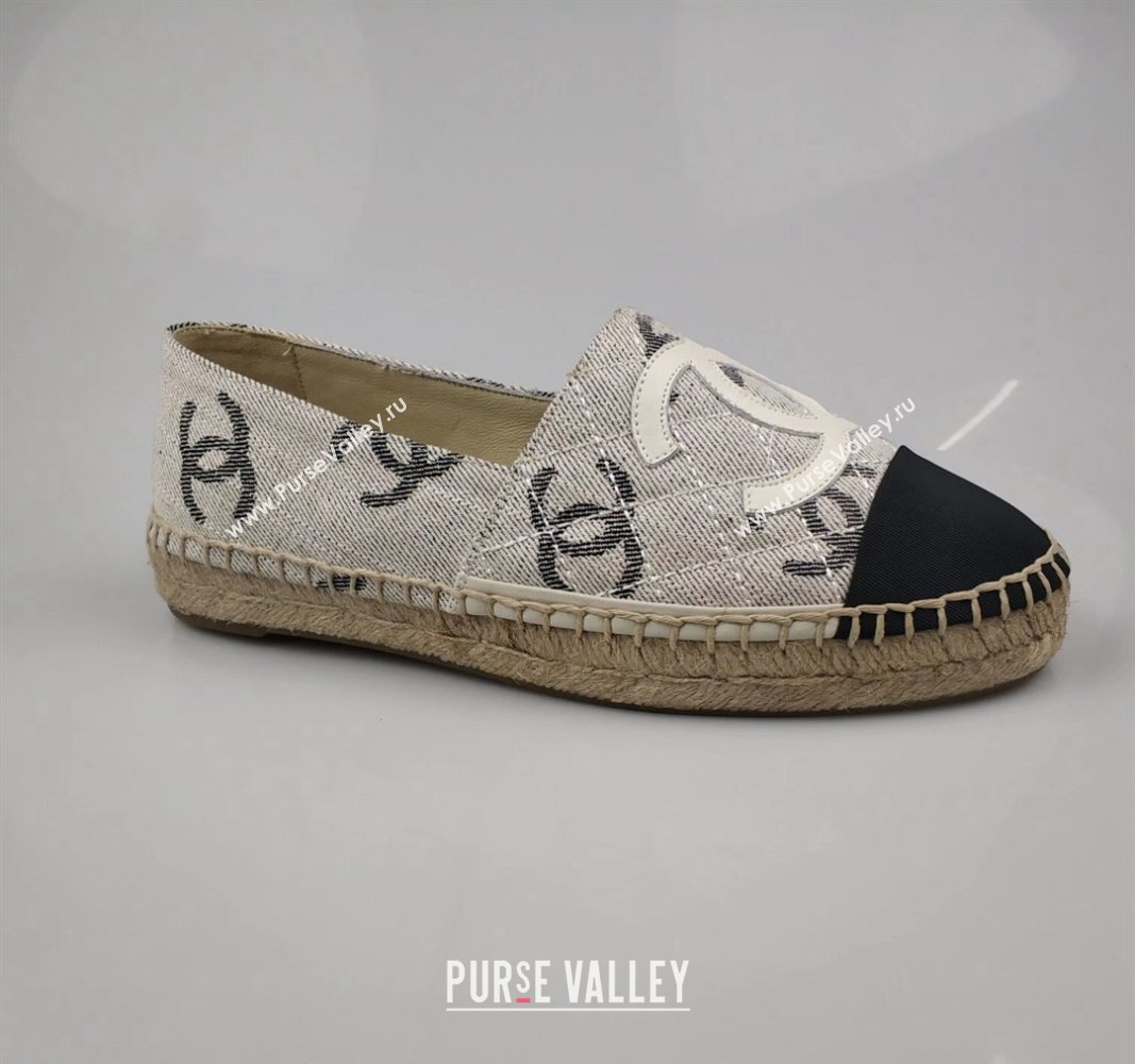 Chanel CC Fabric Espadrilles Flat Grey 2024 0816 (MD-240816021)