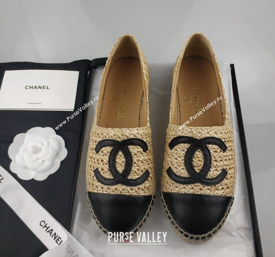 Chanel Straw-Like Lambskin Espadrilles Flat Beige 2024 0816 (MD-240816022)